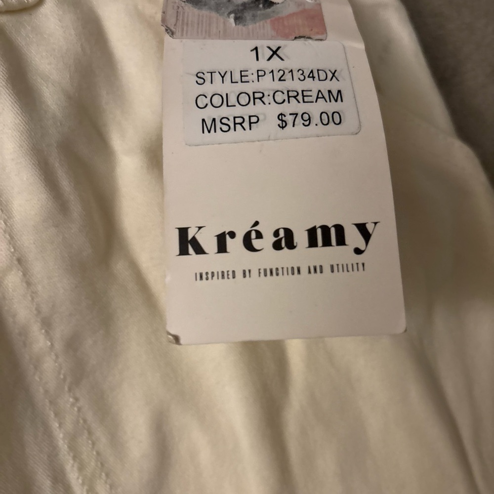 Kreamy - Women's Cozy Pants - Cream - 1X - Picture 3 of 4
